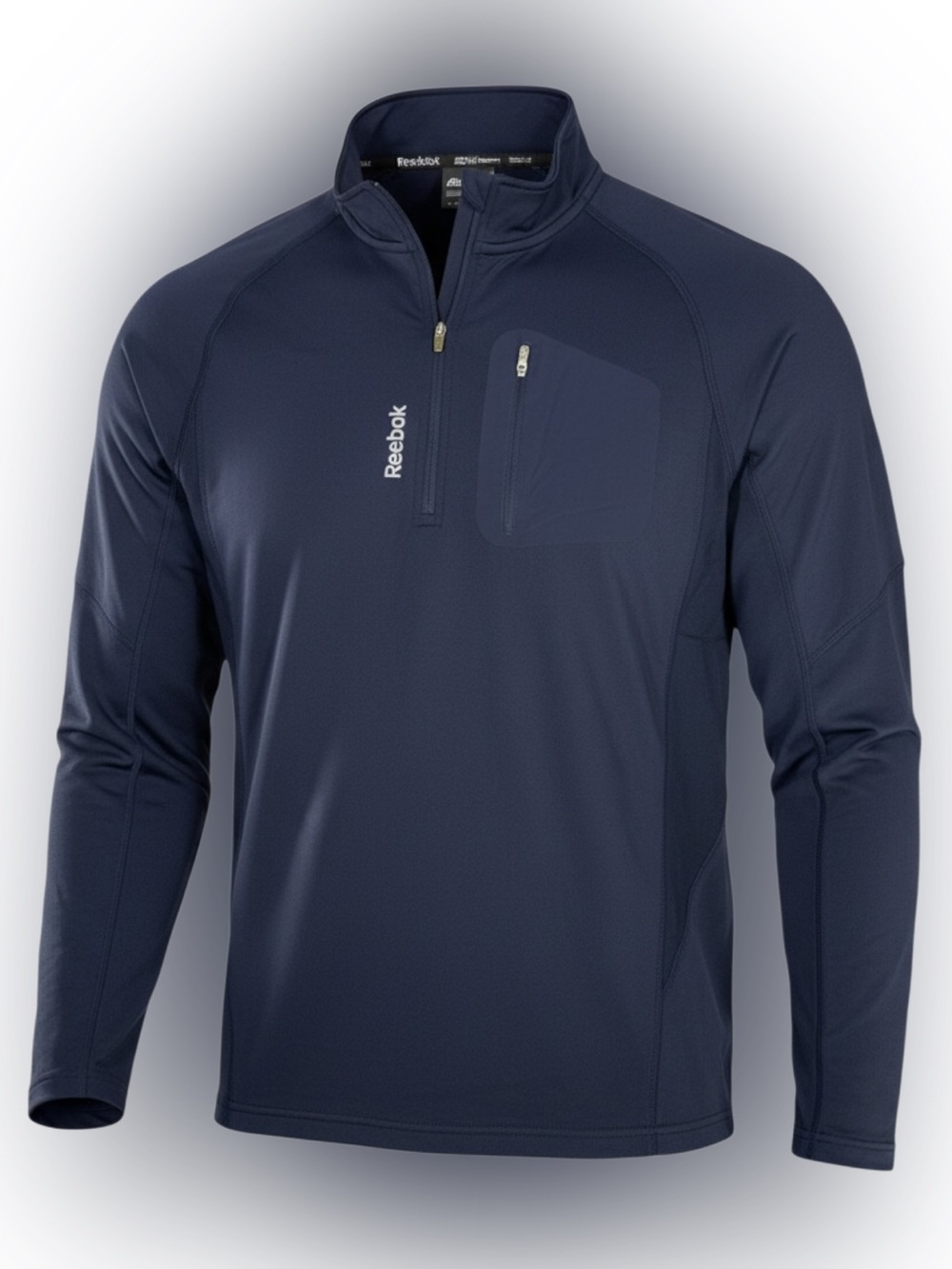 Reebok Men’s 1/4 Zip Performance Pullover Jacket Size M Navy Fleece Athletic